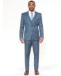 Hollywood Suit Stone Blue Slim Fit Windowpane Power Suit 