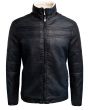 Hollywood Suit Navy Vegan Leather Shearling Jacket