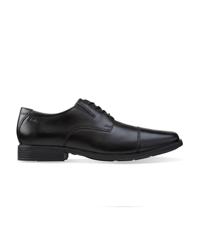 Clarks Leather Tilden Cap Toe Black Shoe