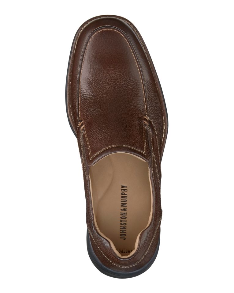 Johnston & Murphy Leather Shuler Moc Toe Slip-On Brown Shoe