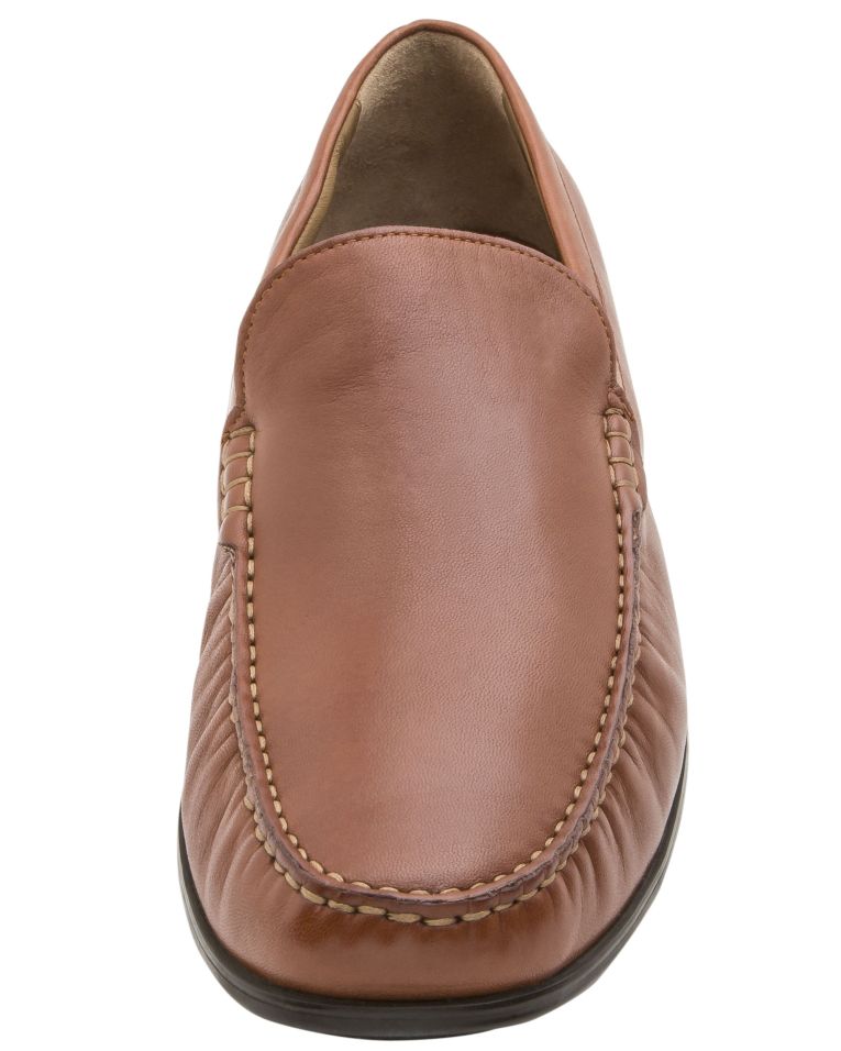 Johnston & Murphy Cognac Leather Cresswell Venetian Moc Toe Slip-On Dress Shoe 