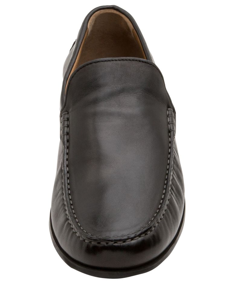 Johnston & Murphy Black Leather Cresswell Venetian Moc Toe Slip-On Dress Shoe 