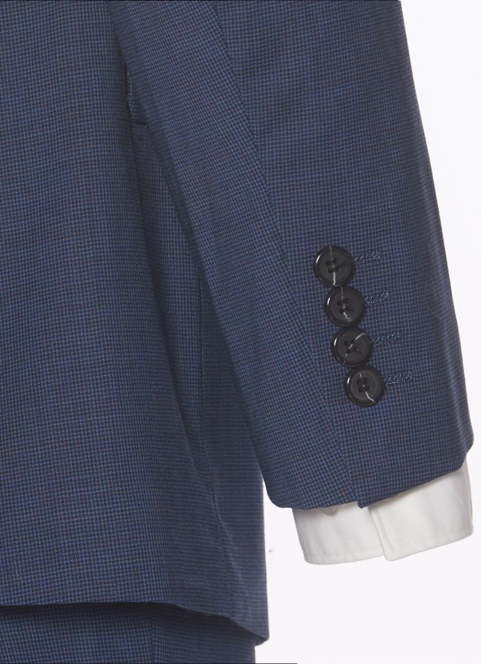 Cosani Blue Mini Houndstooth Wool Blend Modern Fit Suit
