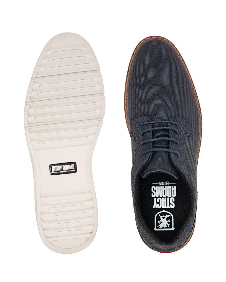 Stacy Adams Navy Canvas Vegan Leather Casual Oxfords