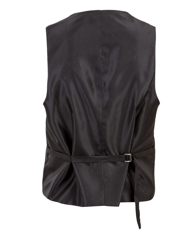 Black Silk Satin Tuxedo Vest –