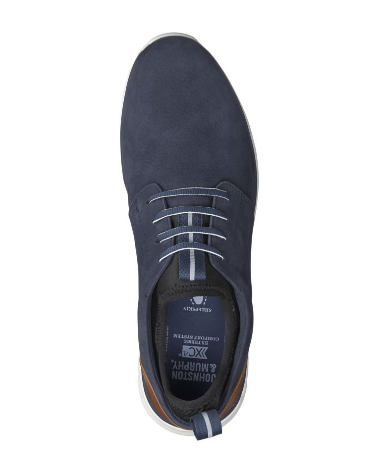 Johnston & Murphy Nubuck Leather Prentiss Plain Toe Navy Sneaker