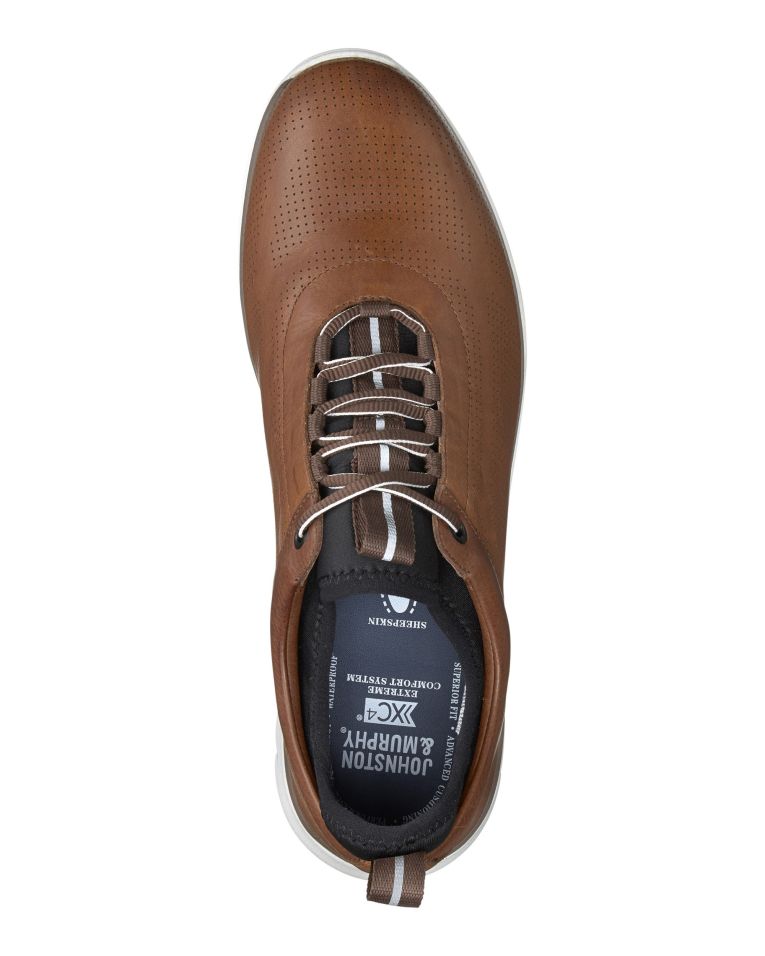 Johnston & Murphy Nubuck Leather Prentiss U-Throat Plain Toe Mahogany Sneaker