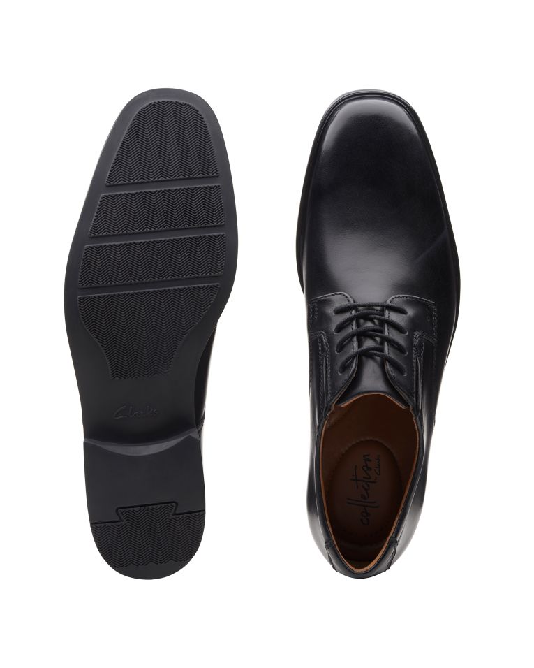 Clarks Leather Tilden Plain Toe Black Shoe