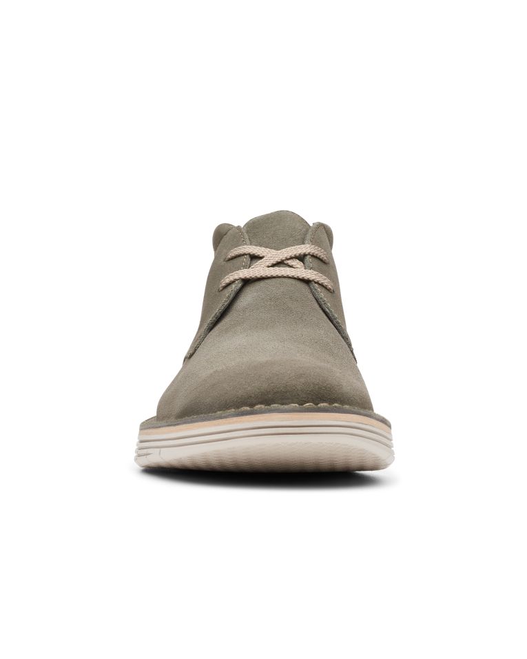 Clarks Suede Forge Stride Plain Toe Olive Chukka Boot
