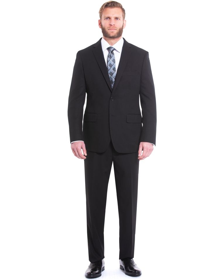 Hollywood Suit Black Modern Fit Micro Check Windownpane Suit 