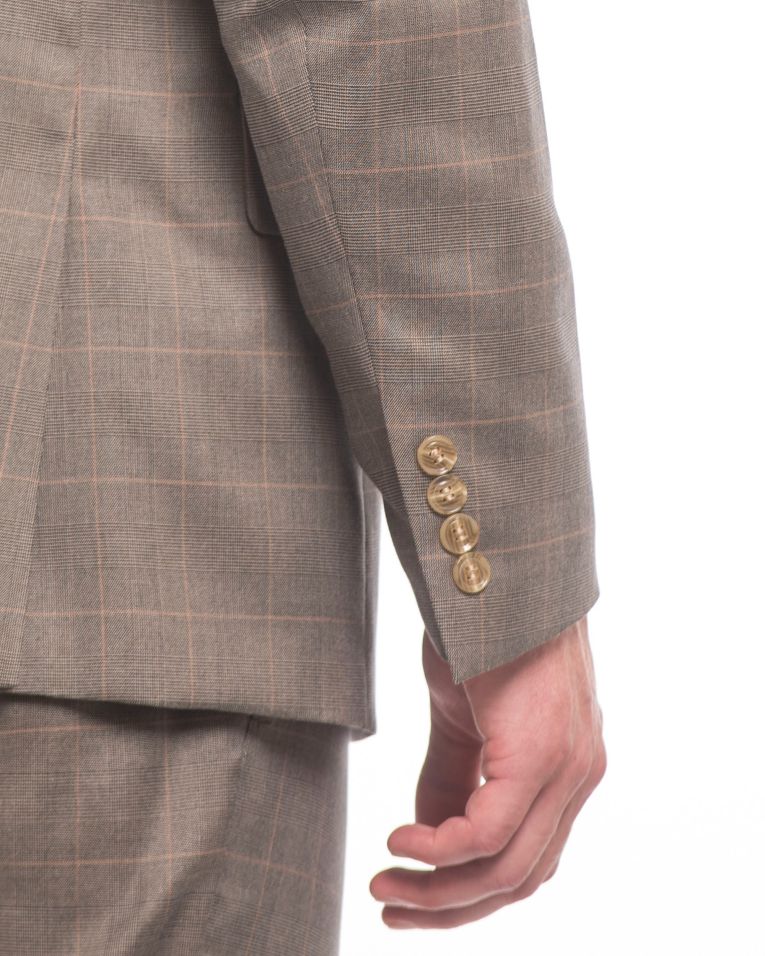 Hollywood Suits Khaki Vintage Windowpane Modern Fit Suit