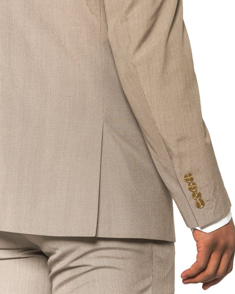 Taupe Modern Fit 3 Piece Suit with Vest and Adjustable Waist Band Pant