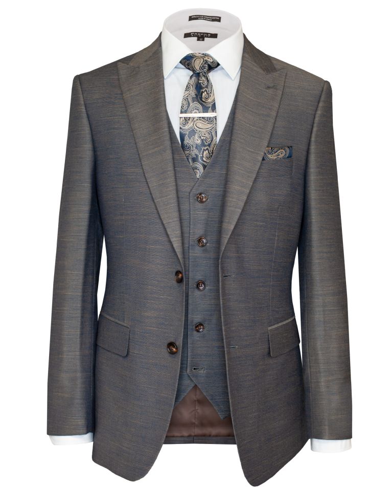 Hollywood Suit Brown Stretch Modern Fit Vested Suit