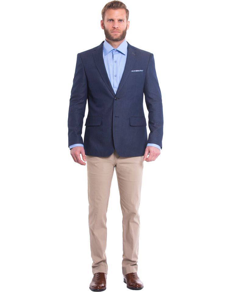 Hollywood Suit Blue Modern Fit Cotton Sport Coat 
