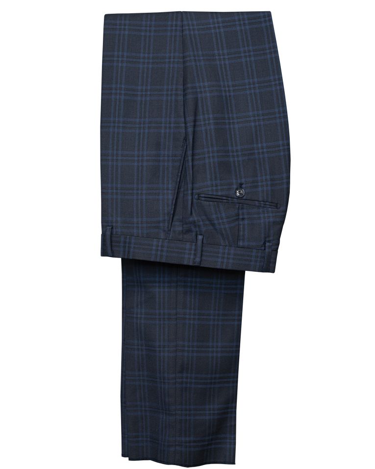 Hollywood Suit Vested Blue Checked Modern Fit Suit 