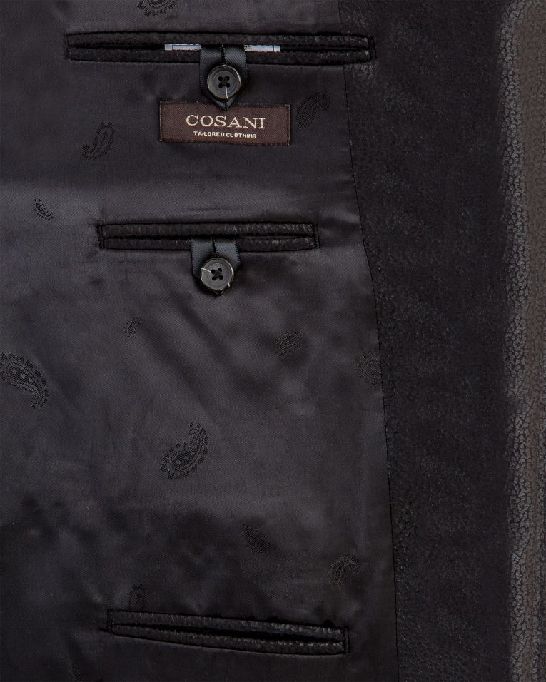 Cosani Black Pebbled Vegan Leather Blazer
