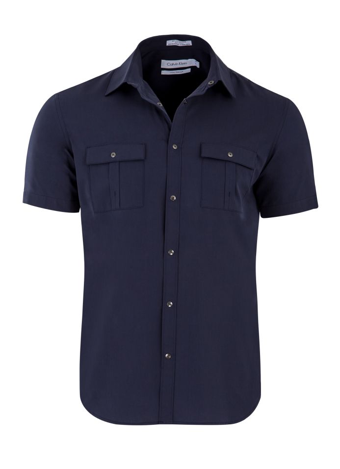 Calvin Klein Short Sleeve Tencel Navy Shirt