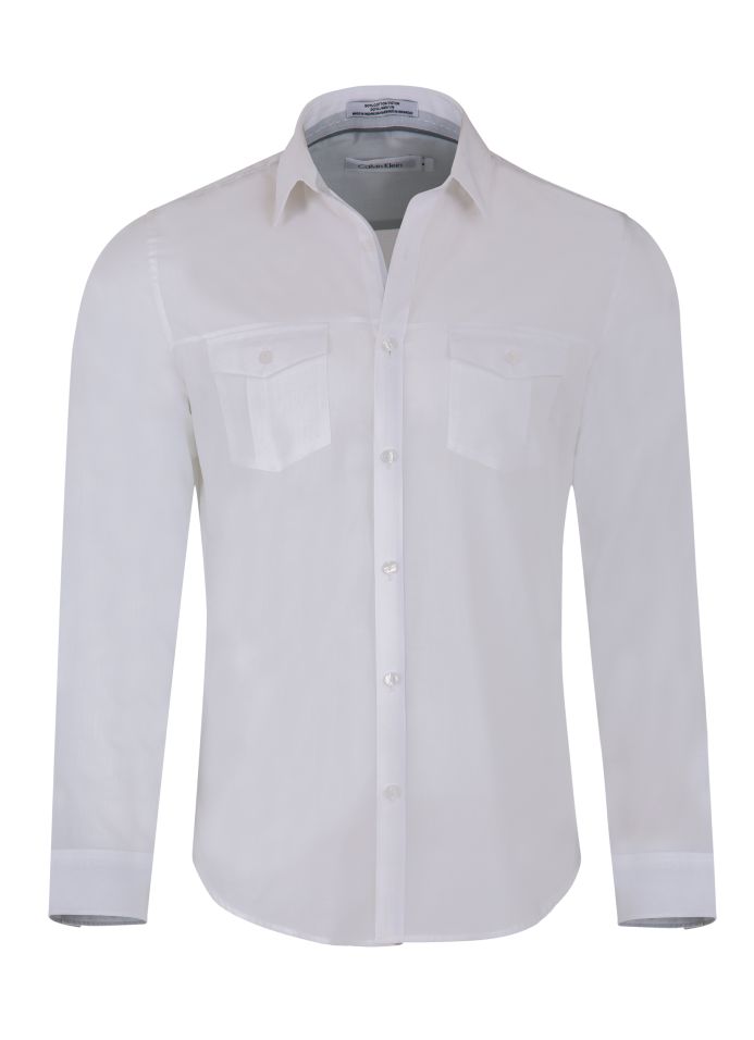 Calvin Klein White Label Slim Fit Chambray White Shirt