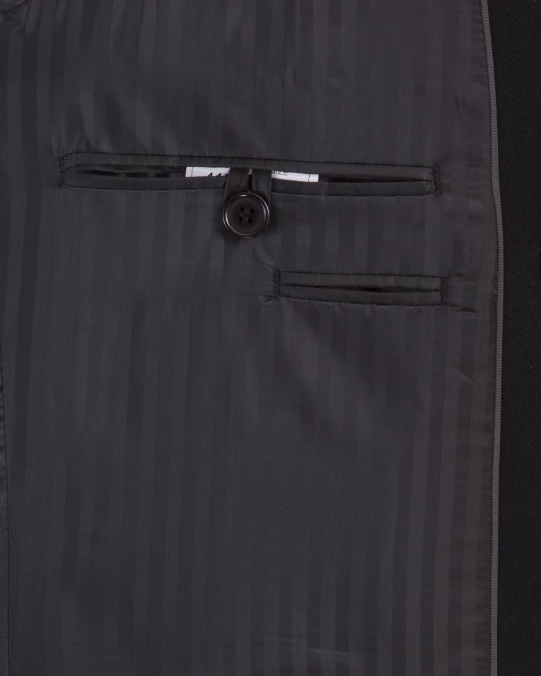 Giorgio Cosani Black Solid Trim Fit Long Coat