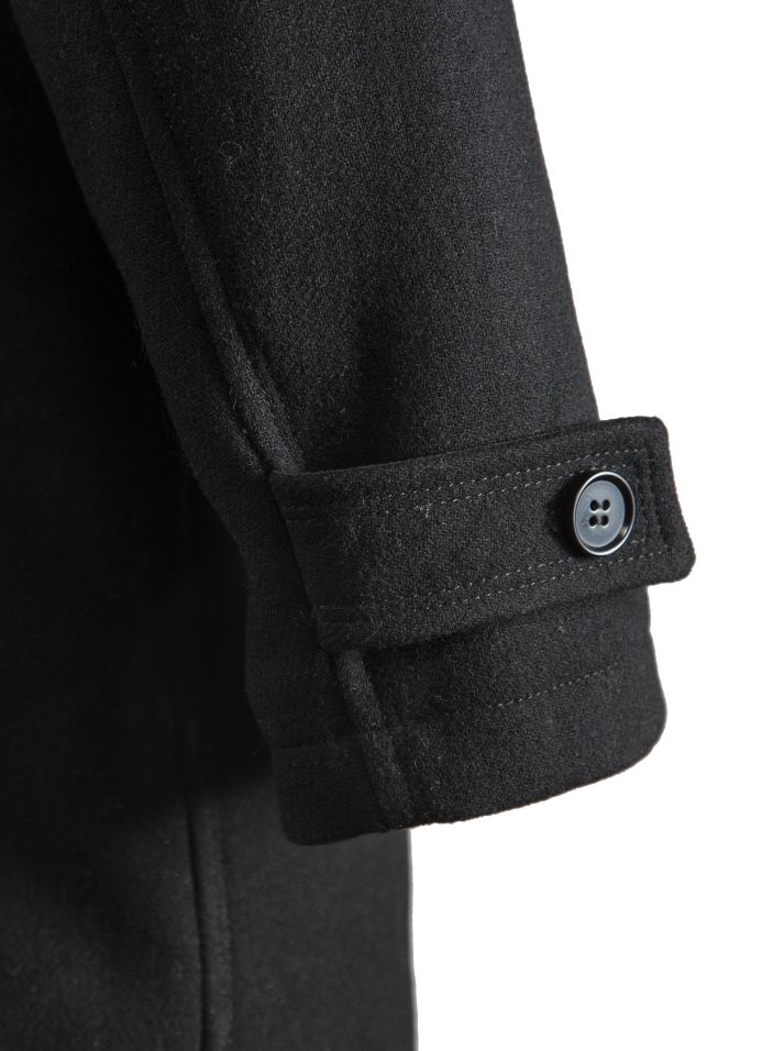 Cosani Sport Black Stand Collar Wool Overcoat w/ Detachable Quitled Vest