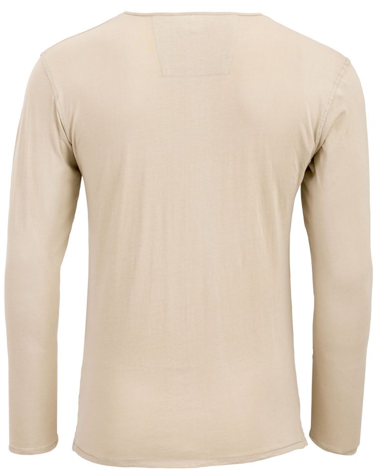 George Austin Oatmeal Long Sleeve Button Henley Jersey Shirt