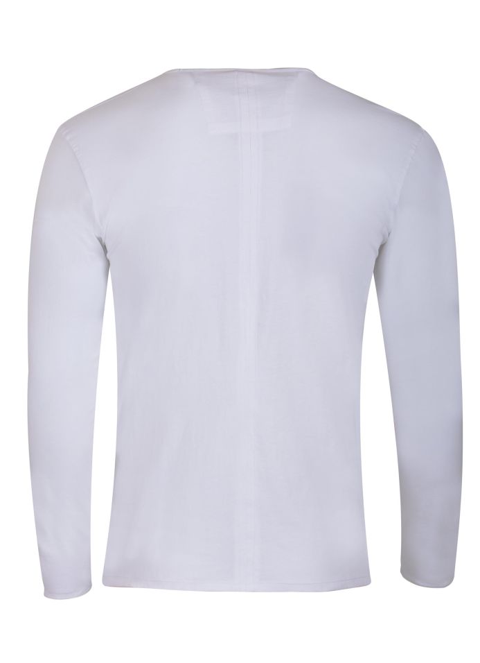 George Austin White Long Sleeve V-Neck T-Shirt