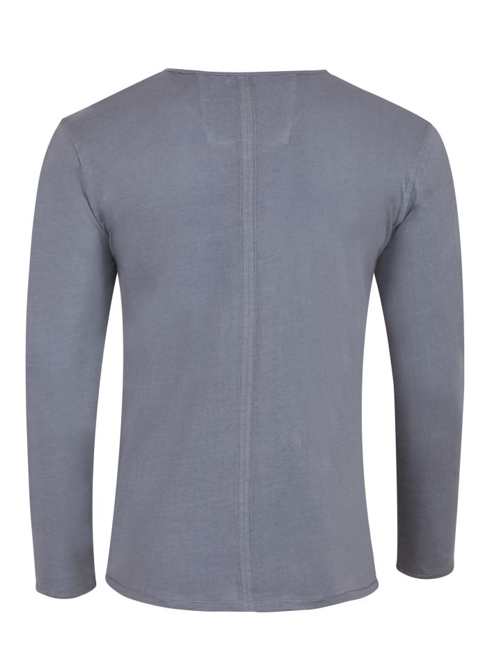 George Austin Medium Grey Long Sleeve V-Neck T-Shirt
