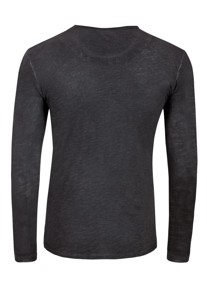 George Austin Black Long Sleeve Ford Washed Crew Neck T-Shirt