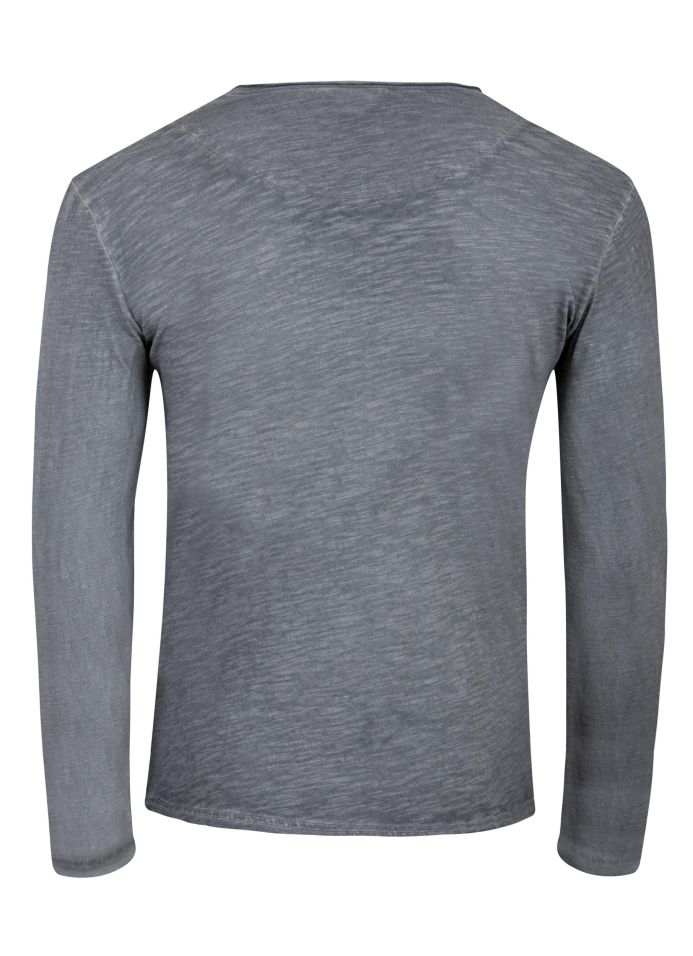 George Austin Charcoal Long Sleeve Ford Washed Crew Neck T-Shirt