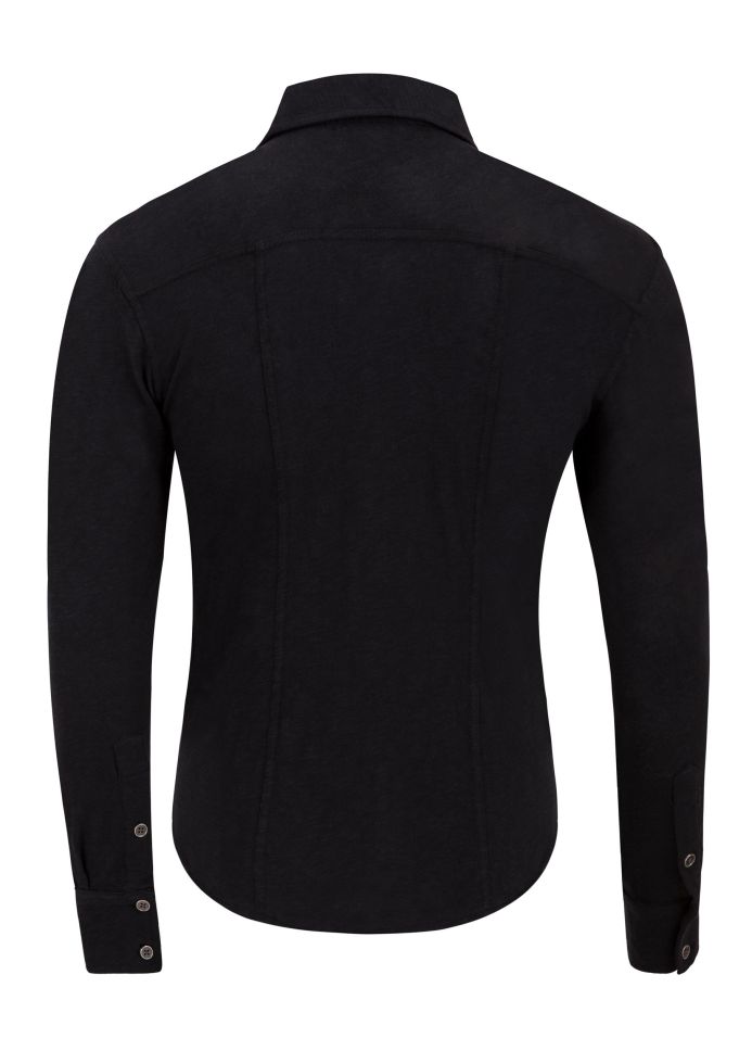George Austin Long Sleeve Rony Raglan Collared Black Shirt