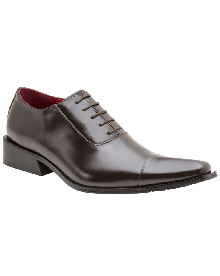 Zota Brown Leather Pointed Cap Toe Shoe