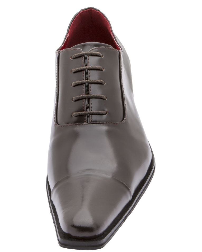 Zota Brown Leather Pointed Cap Toe Shoe