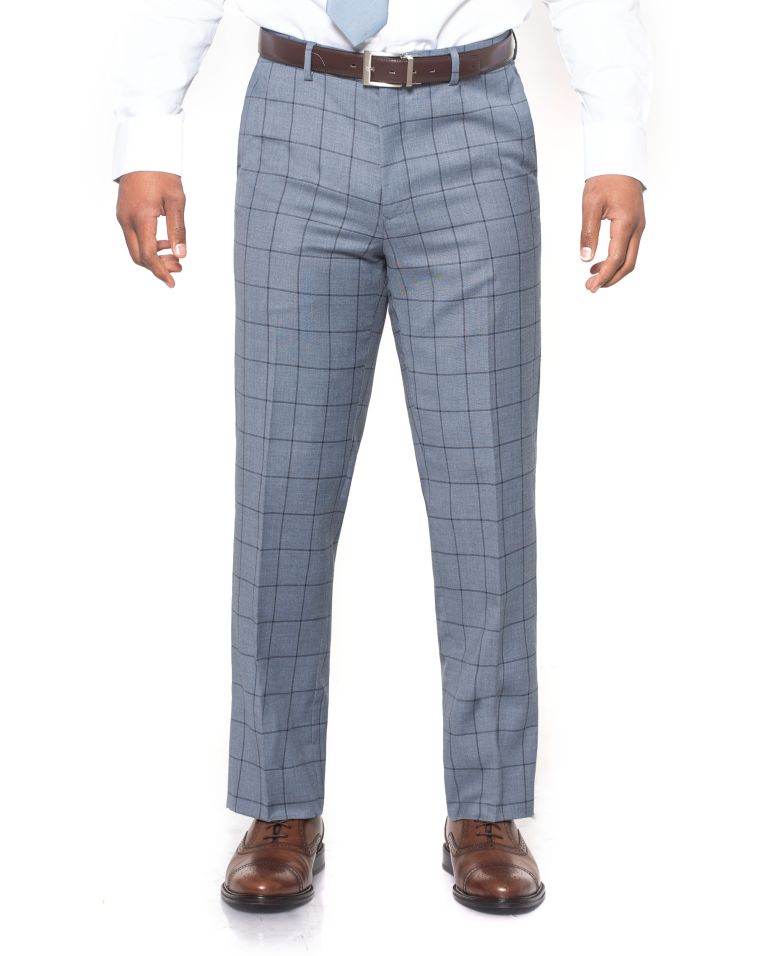 Hollywood Suit Grey Stretch Wool Windowpane Power Suit 