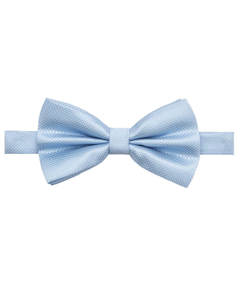 Angelo Rossi Baby Blue Quilted Satin Bow Tie & Pocket Square Set