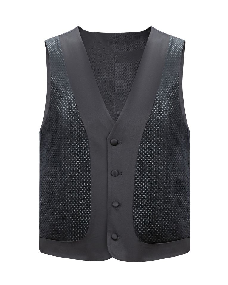 Hollywood Suit Black Diamond Modern FIt Vested Tuxedo 