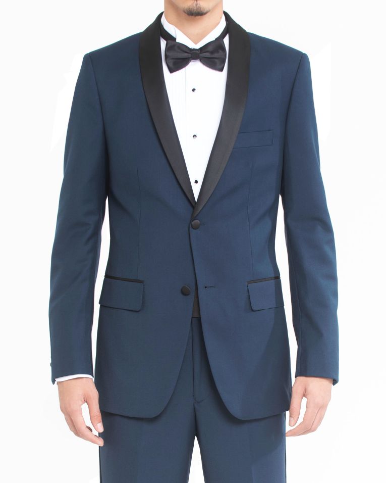 Hollywood Suit Modern Fit Solid Blue Tuxedo