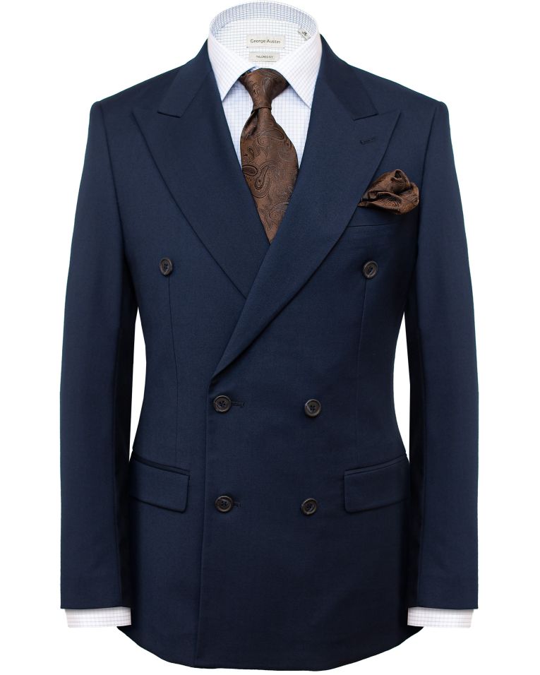 Hollywood Suit Navy Tailored Fit Solid Double-Breasted Suit