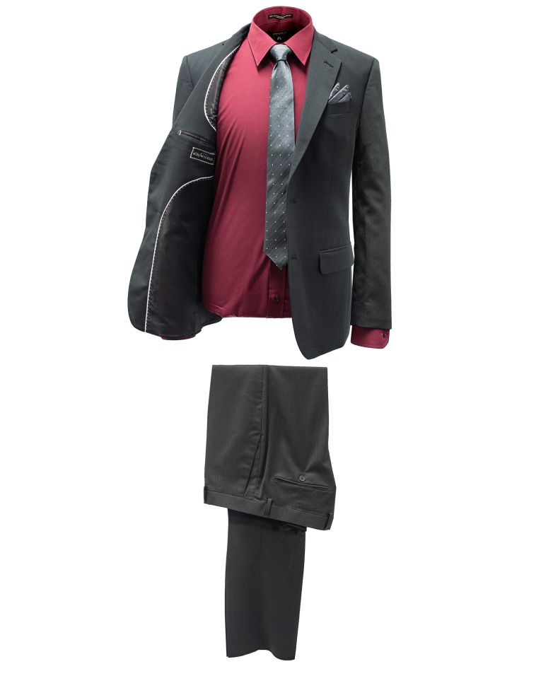Hollywood Suit Black Sharkskin Modern Fit Suit 