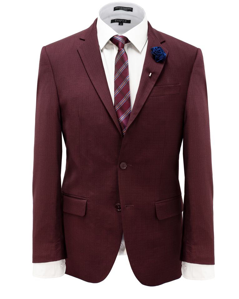 Hollywood Suit Burgundy Sharkskin Modern Fit Suit