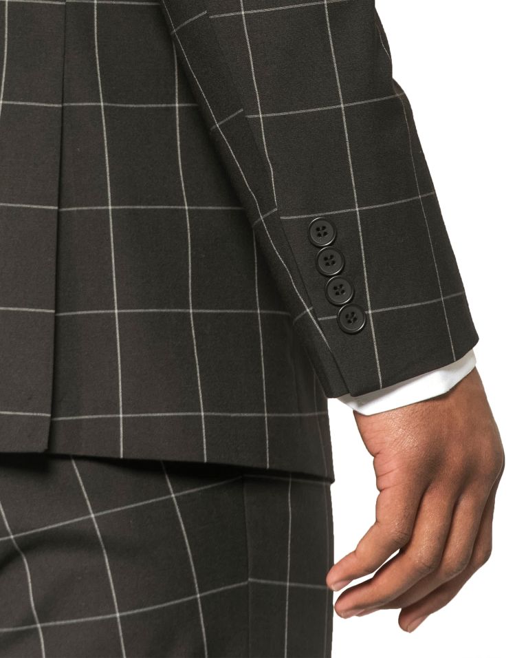 Hollywood Suits Black Stretch Windowpane Power Suit 