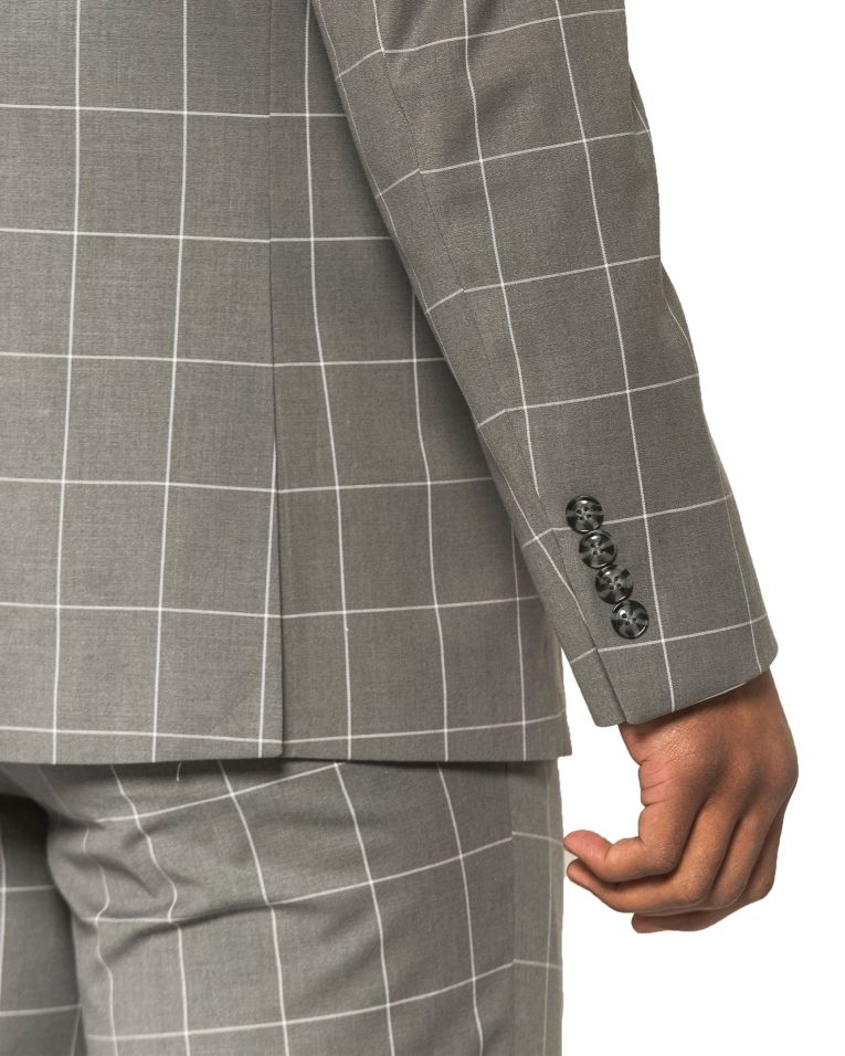 Hollywood Suits Grey Stretch Windowpane Power Suit 