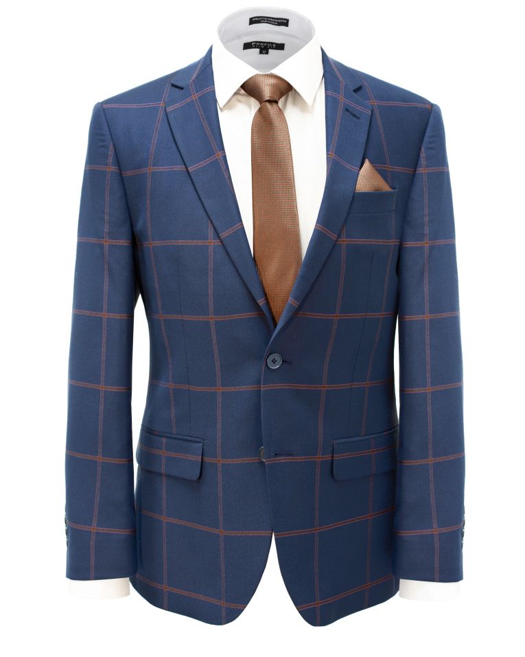Hollywood Suit Navy Plaid Windowpane Modern Fit Suit