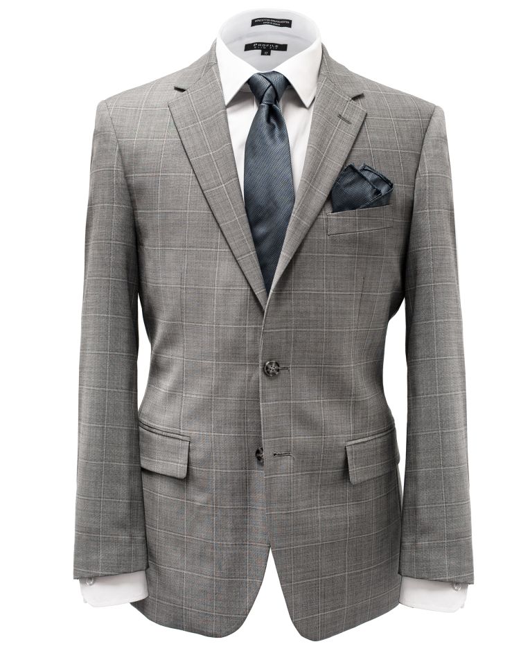 Hollywood Suit Grey Wool Blend Pinstripe Modern Fit Suit