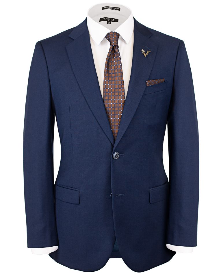 Hollywood Suit Navy Tic Weave Tailored Fit Wool Suit