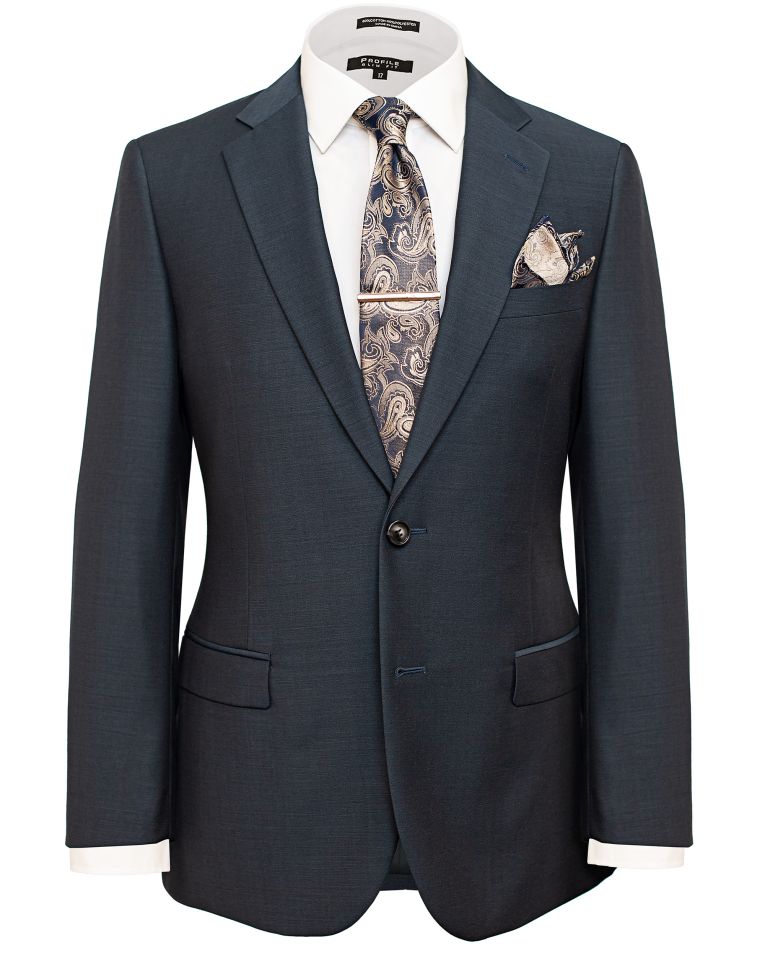 Hollywood Suit Gunmetal Tic Weave Tailored Fit Suit