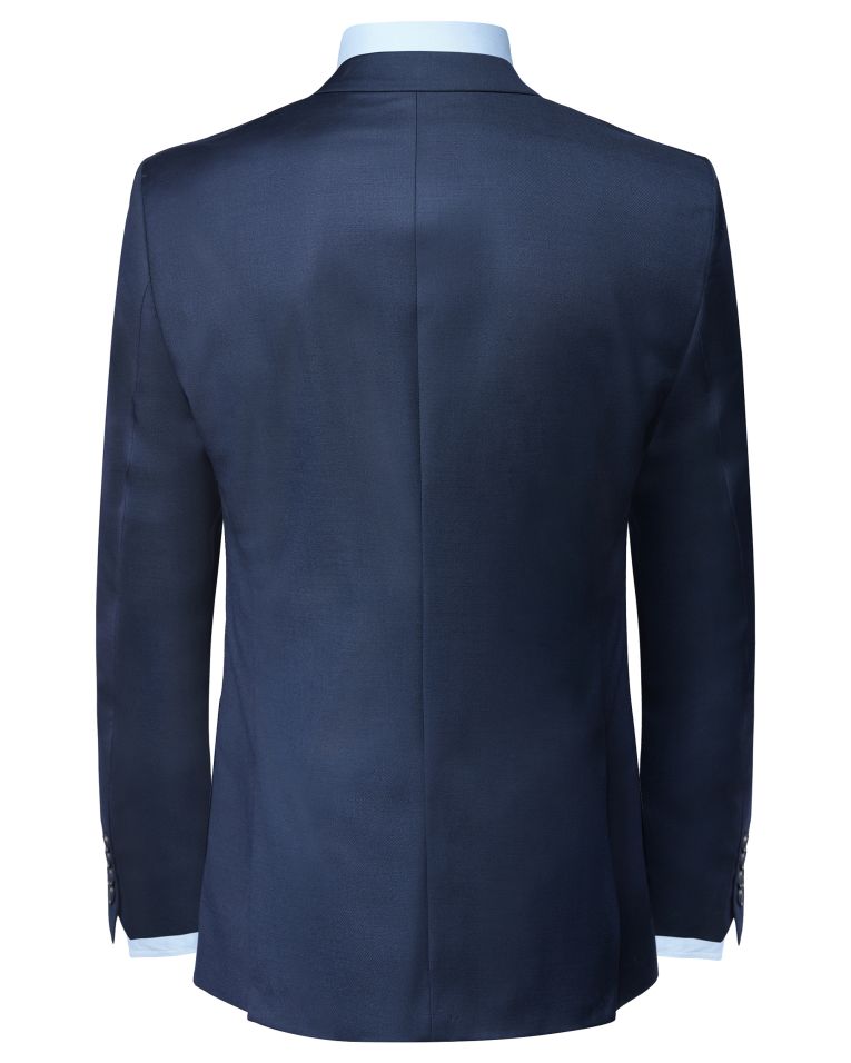 Hollywood Suit Solid Navy Double-Breasted Tailored Fit Suit