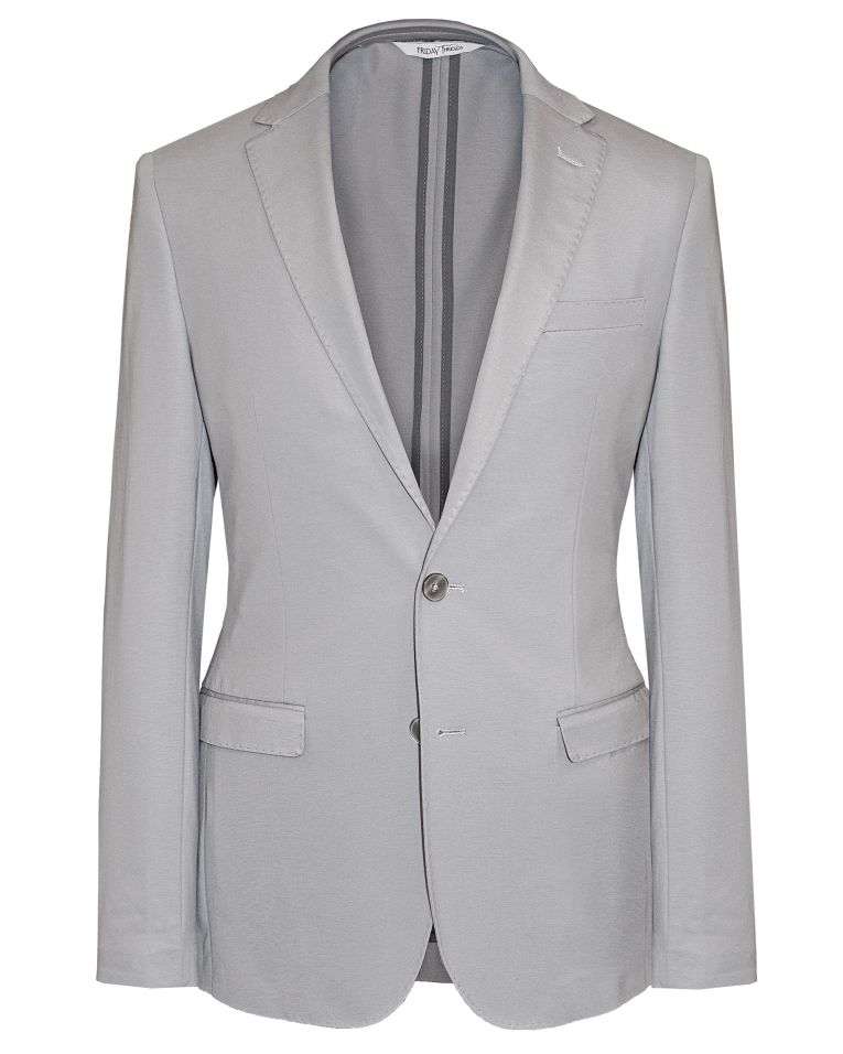 Friday Threads Light Grey Slim Fit Stretch Suit