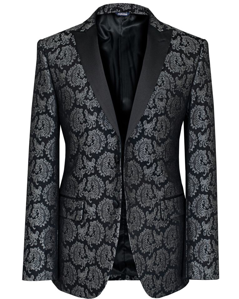 Hollywood Suit Black Paisley Print Dinner Jacket