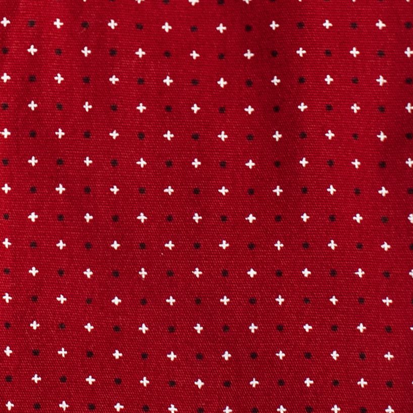 Hollywood Suit Red Mini Dot and Cross Print Long Sleeve Geometric Cross Cuff Contrast Sport Shirt