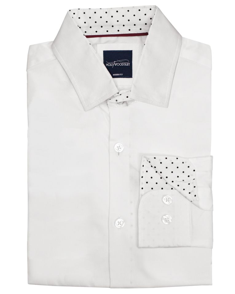 Hollywood Suit White Polka Cuff Dress Shirt